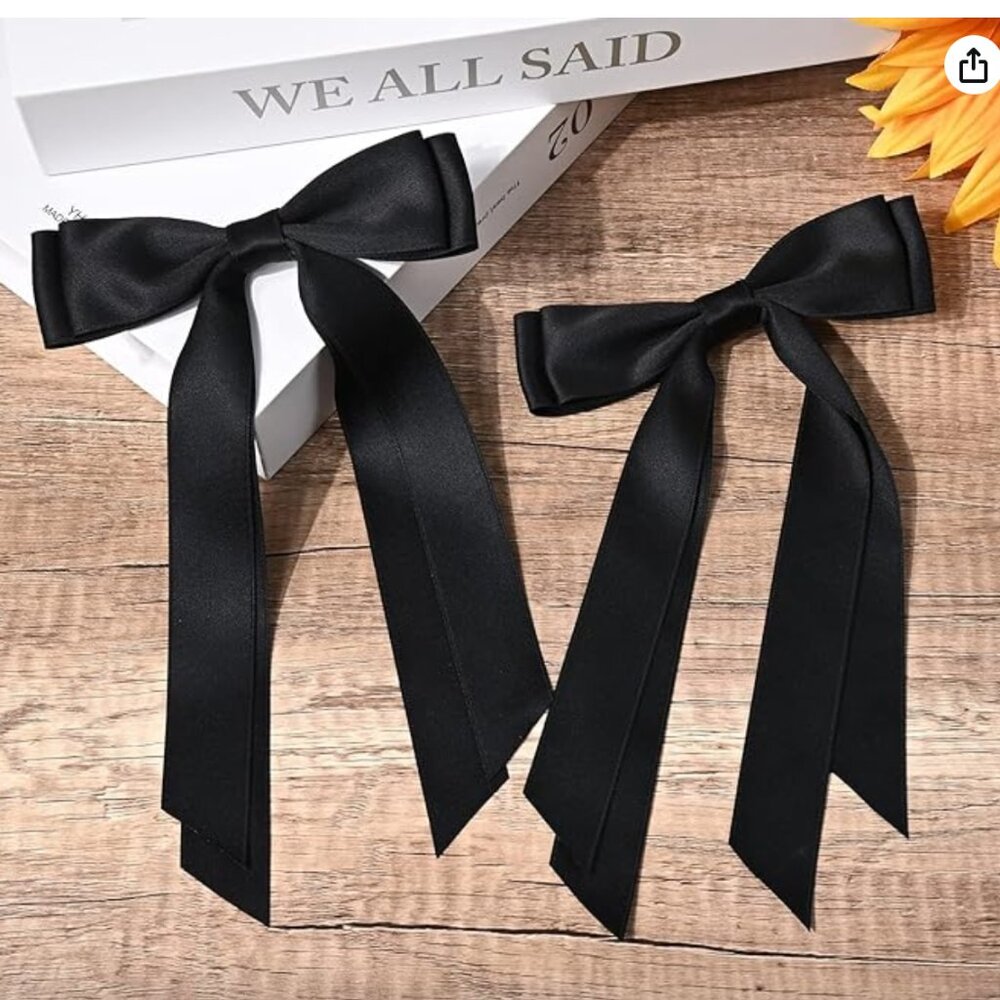 2PCS Hair Bows Hair Clip, Silky Satin Hair Ribbon NEW - Picture 6 of 6
